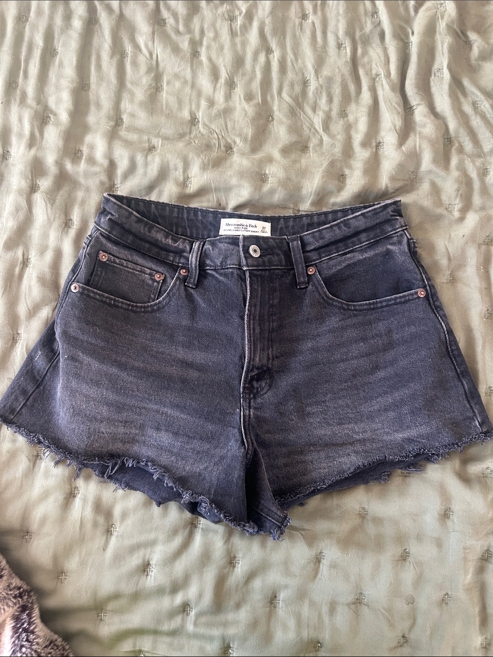 Abercrombie & Fitch Black Washed Denim Cutoff Shorts
